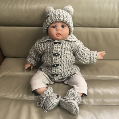 Crochet Pattern Theo Crochet Cardigan Hat and Booties Set Newborn to 10 Years