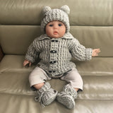 Theo Crochet Cardigan, Hat & Booties Set – Newborn to 10 Years | Crochet Pattern PDF | English