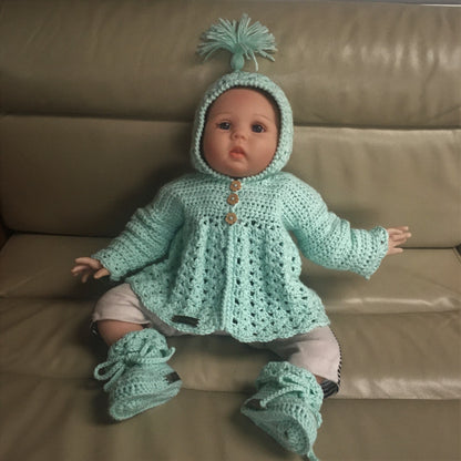 Crochet Pattern Zara Crochet Baby Hoodie and Booties 0-3 Months