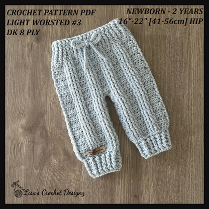 Crochet Pattern Zeb Crochet Baby Pants Newborn to 2 Years