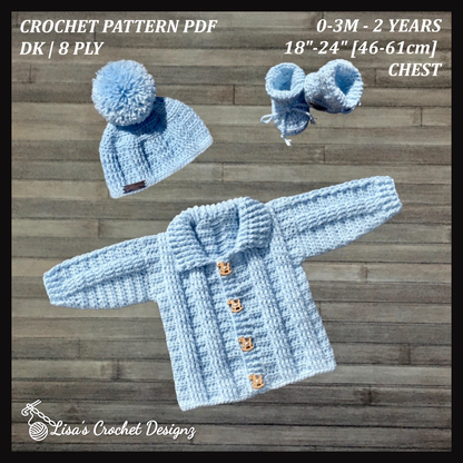 Crochet Pattern Zeb Crochet Baby Cardigan Set Baby to 2 Years