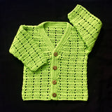 Apple crochet baby sweater one arm up one arm down